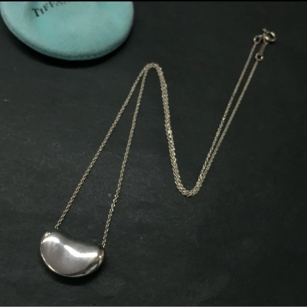 Tiffany & Co. Sterling Silver 925 Bean Pendant Necklace with Chain